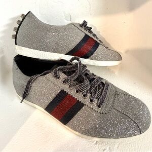 Gucci Glitter Sneakers in Black and Silver Authentic